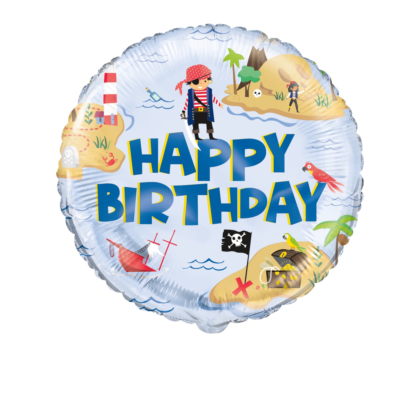 Helium filled-Foil Balloon: Ahoy Pirate - Round Foil Balloon, 18"