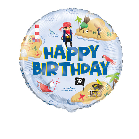 Helium filled-Foil Balloon: Ahoy Pirate - Round Foil Balloon, 18"