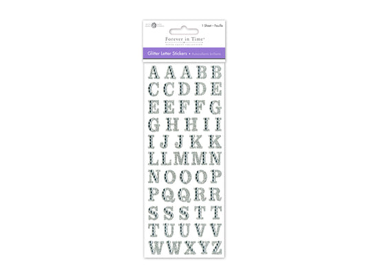 Paper Craft Sticker: 3.37"x7.87" Gemmed Glitter Letters E) Silver