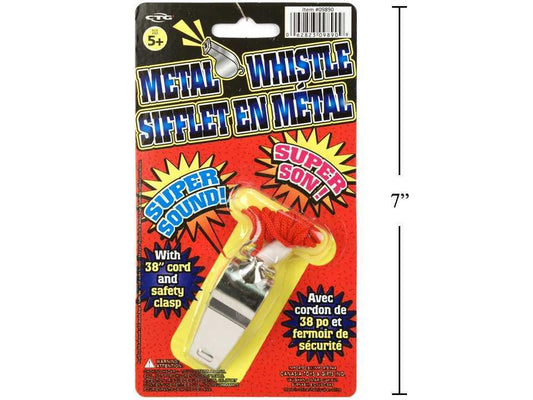 2" Metal Whistle w/Cord,  b/c (CS)