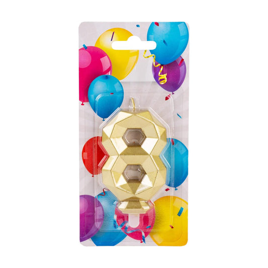 Let's Party #8 Diamond Cut Gold Birthday Candle set