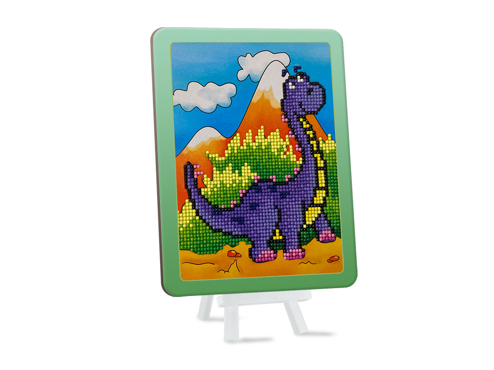 Krafty Kids Kit: 8.8"x6.8" DIY Diamond Painting Kit w/Easel B) Dinosaur