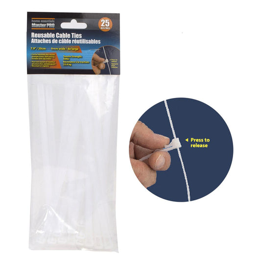 H.E. Master Pro, Reusable Cable Ties 25-PC, 8mmx7.8",  Header card
