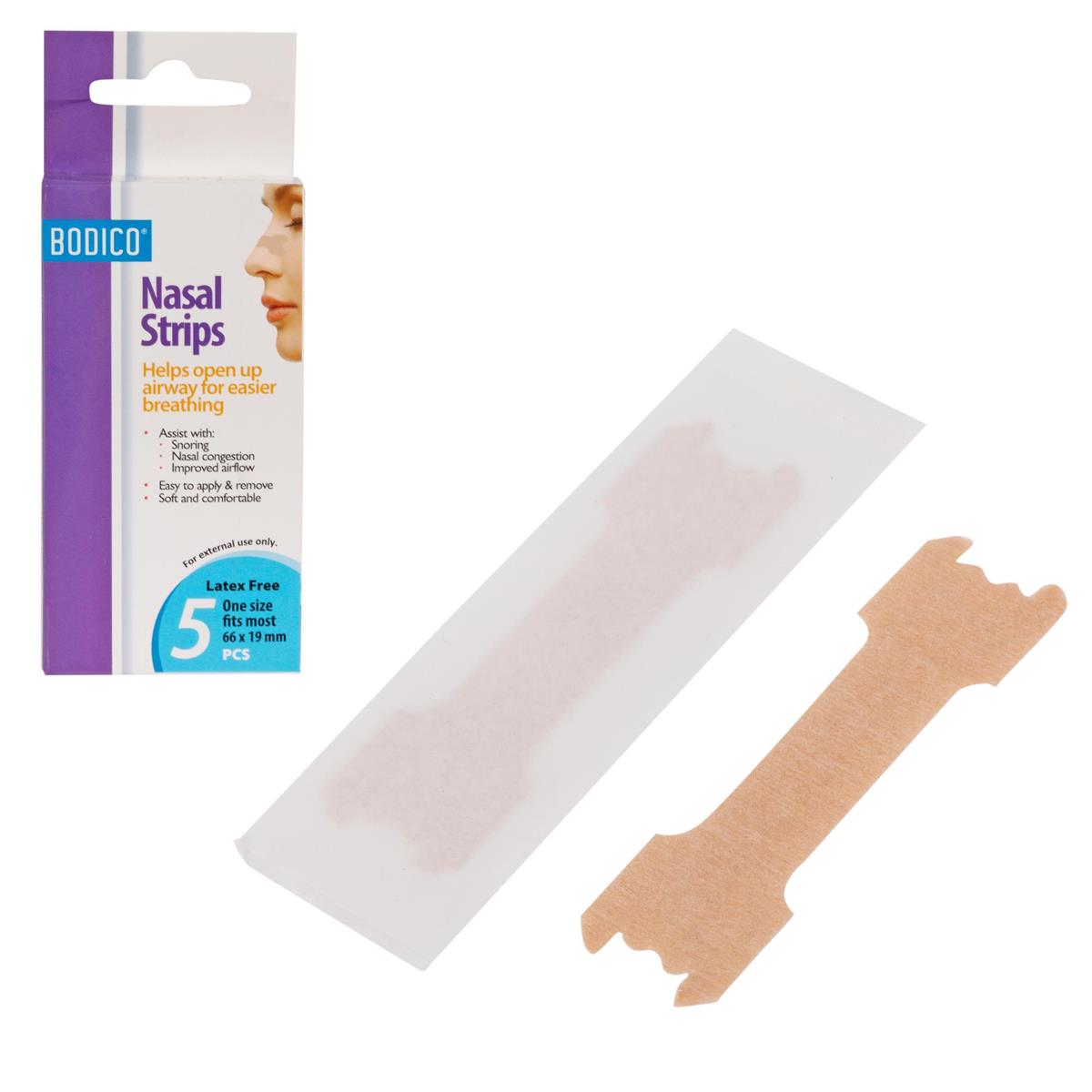 Bodico, 5pcs Nasal Snore Strips 5.5*1.7cm, col box
