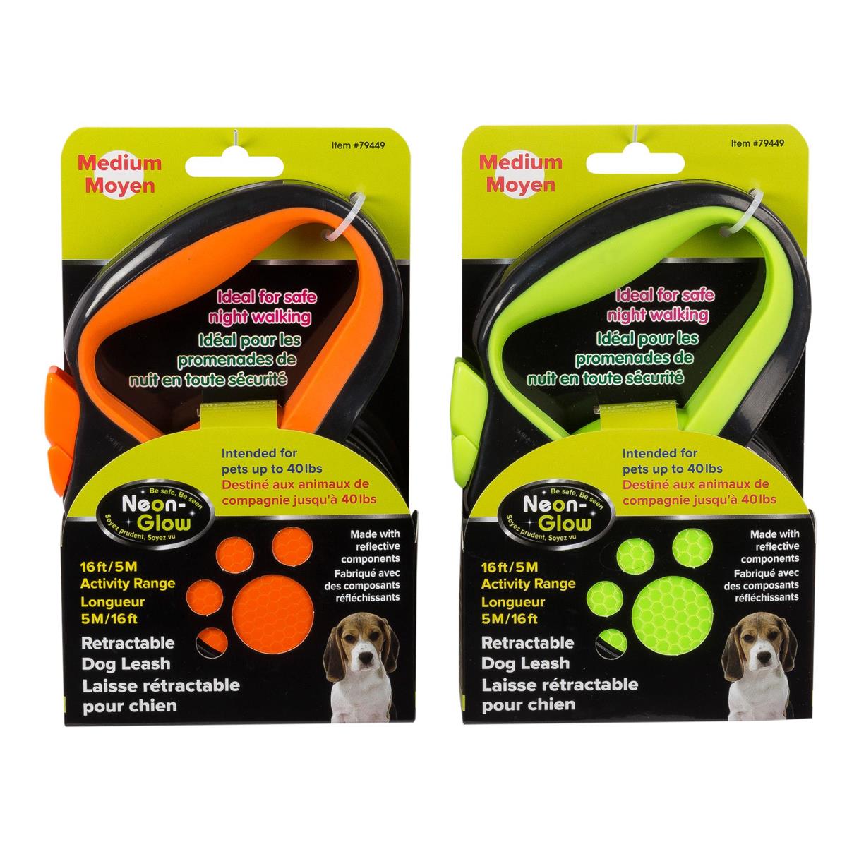 PAWS Retractable Dog Leashes 5M, 20KG Max, 2 col., cbx(CS)