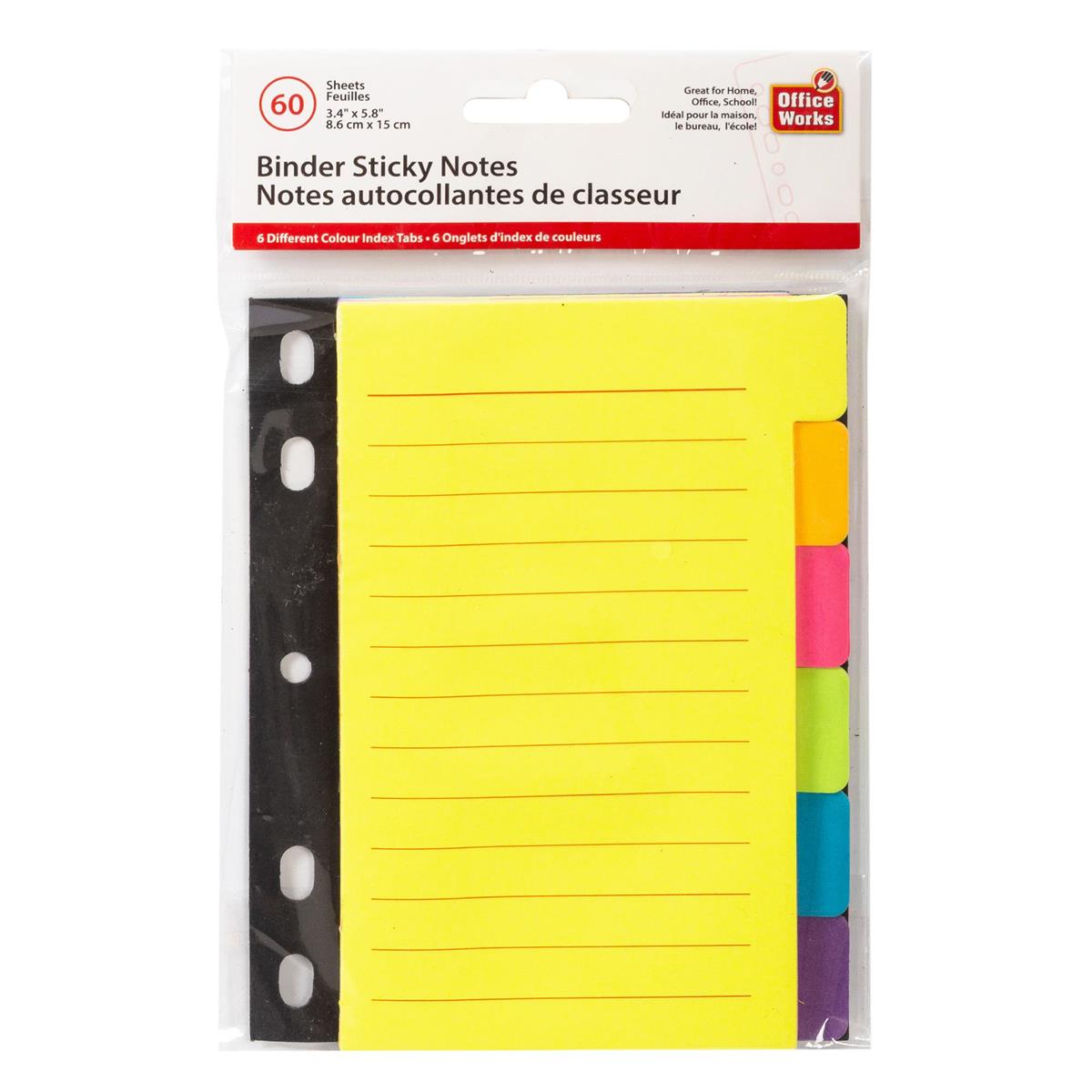 O.WKs. 60 Sheet/6 index tabs Ruled Sticky Notes, PBH