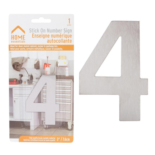 H.E. 3"#4 Adhesive Number Sign, SS B/C