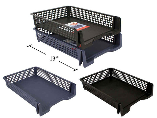 O.WKs. 12.75x10x2.75" Desk Tray, 2 Col. Stackable Organizer