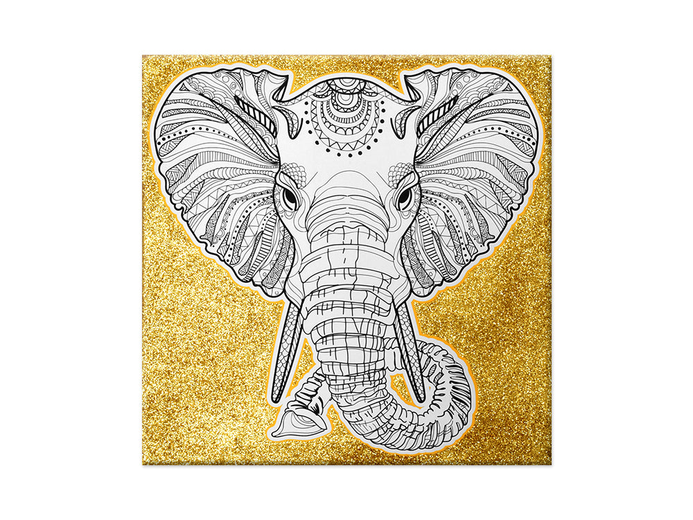 Stretch Artist Printed Canvas: 11.4"x11.4" Glitter Primed Back-Stapled C) Elephant
