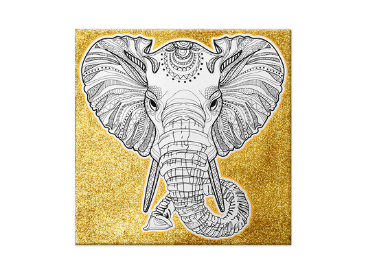 Stretch Artist Printed Canvas: 11.4"x11.4" Glitter Primed Back-Stapled C) Elephant