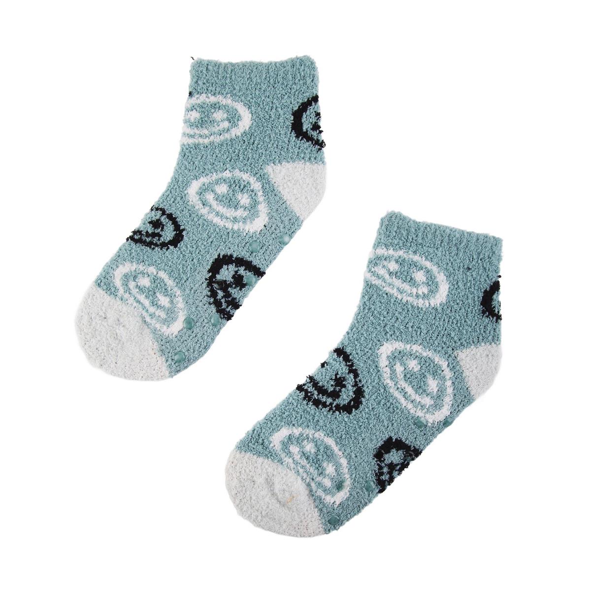 Nordic T. Ladies Smile Fuzzy Socks, 2 asst, ankle w antislip, hc