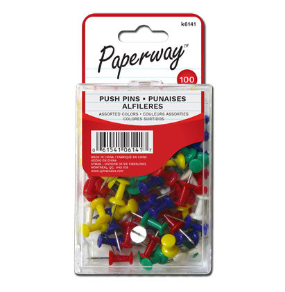 100 PUSH PINS - ASST. COLORS