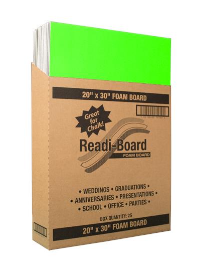 FOAM BOARD-20"X30" GREEN NEON 25CT