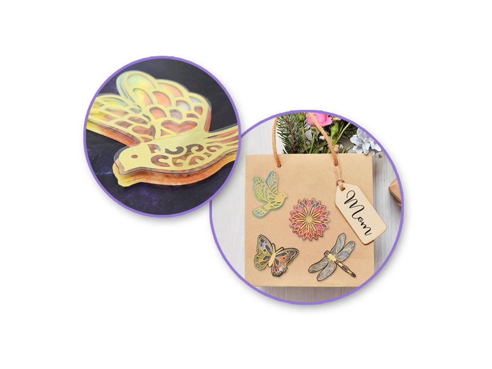 Handmade Sticker: 4.9"x7.3" 3D Gold Foil Fold-Up C) Birdie (Copy)
