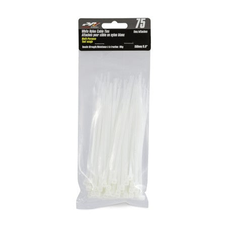 PRECISION ACOUSTICS WHITE CABLE TIES 150MM 75/PK