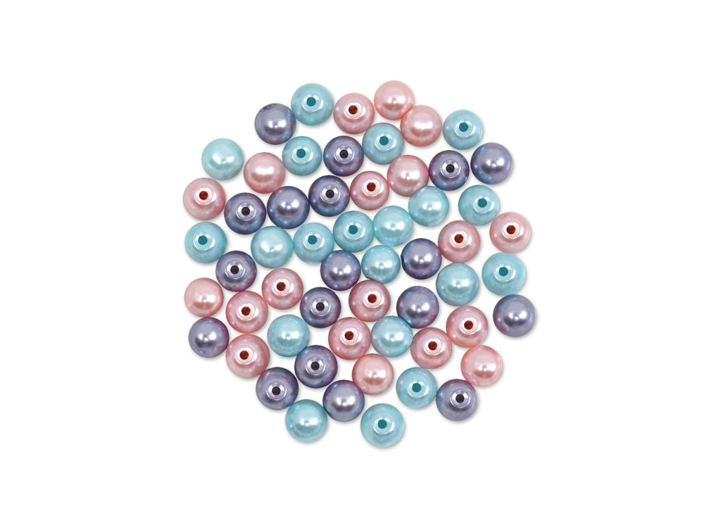 Pearl Beads: 8mm Glass Fired Pearls 35g 3-Col Asst Multi-Pack C) Bloom