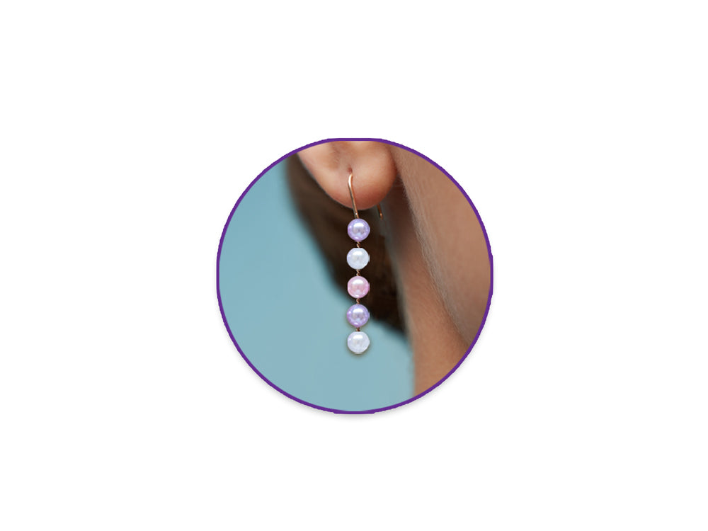 Pearl Beads: 8mm Gloss Tri-Colormix 35gms B) Pink