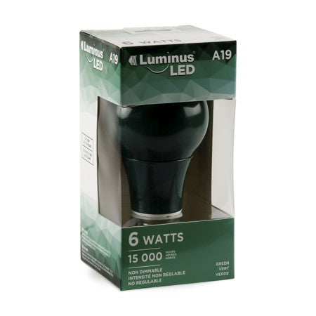 LUMINUS LED A19 GREEN LIGHT BULB 1/PK