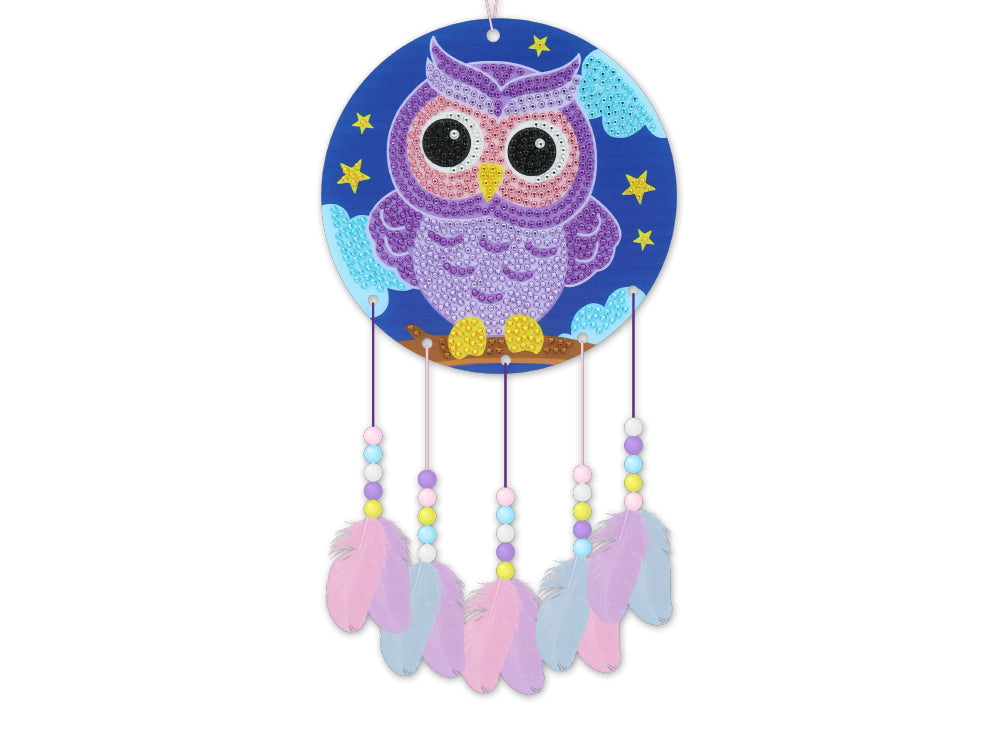 Craft Medley Kit: DIY Diamond Painting Dream Catcher Kit A) Night Owl