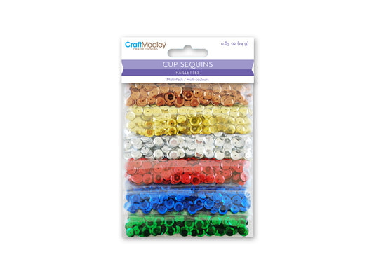 Craft Medley: 6mm Cup Sequins 24g Multi-Pack A) Dazzling Metallics