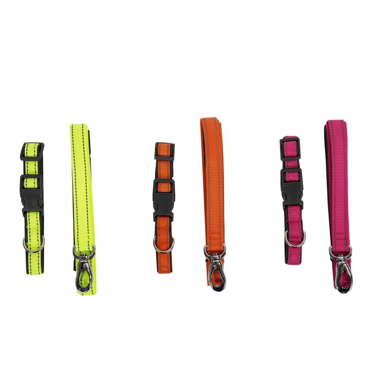 Reflective Dog Collar & Leash Set - 1pc - Adjustable (13"-20")