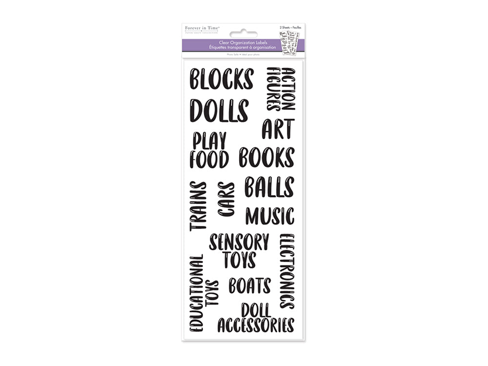Paper Craft Sticker: 5"x12" Organization Labels Clear 2-Sheets Photo Safe D) Toy Room