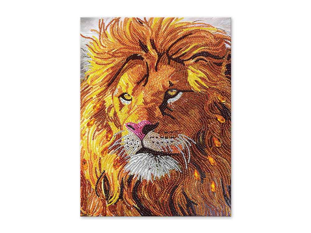 Craft Medley Kit: Diamond Painting Art Kit 12"x16" w/Gems+Tool+Tray Q) Lion