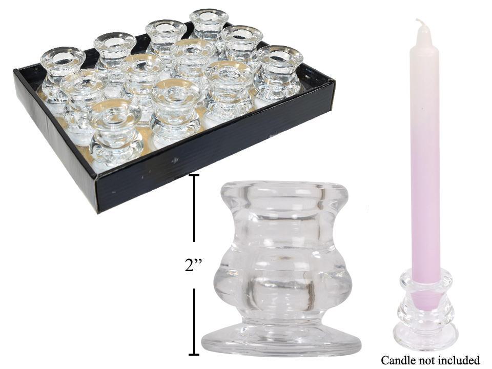 Deco Lite 2.5" Glass Taper Holder,  12/dsp w/ egg crated tray box