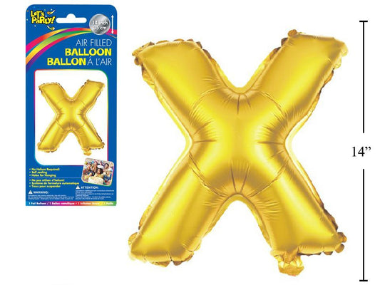 Let's Party "X" Gold Air Filled Balloon,14"