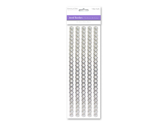 Paper Craft Sticker: 10cmx27cm Jewel Borders F) White Pearl Floral