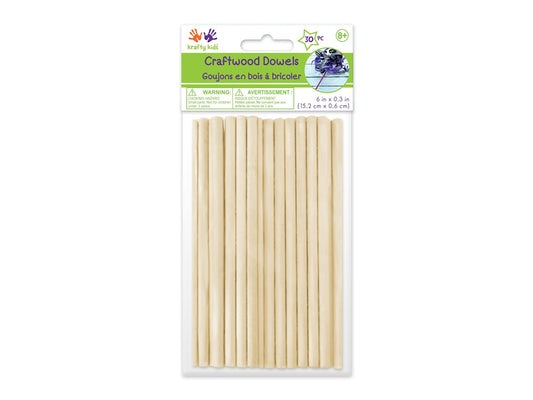 Craftwood: 1/4" (6.4mm) x 6" Natural Bamboo Dowel 30/pk