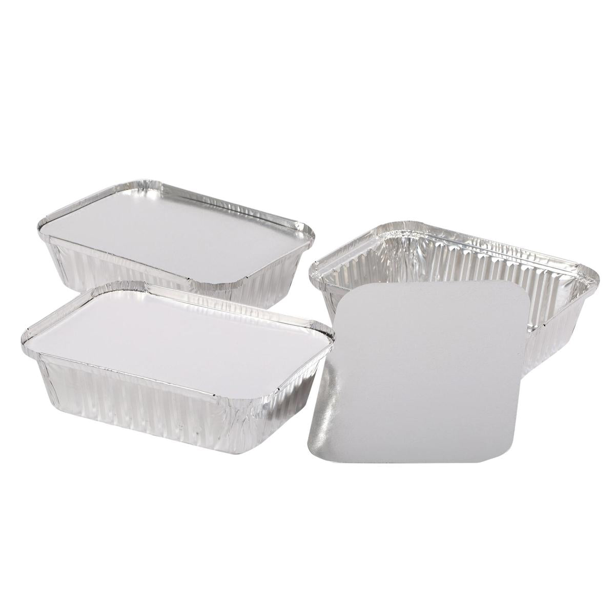 SiG.Kit 3-pc 2-lb Foil Container w/  Lids, 7-1/4x5-3/8x2" (TE73040)