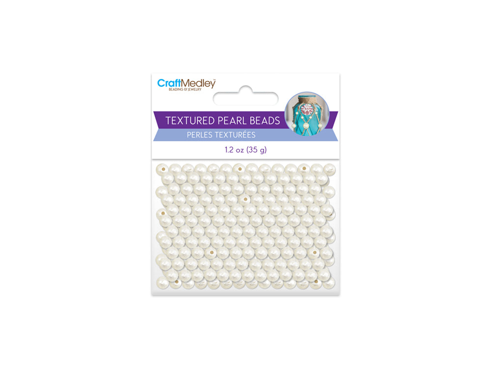 Pearl Beads: Acrylic Textured Effects Ivory 35g A) 6mm