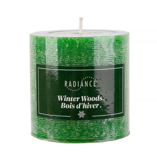 Radiance 3"x3" Scented Pillar , Winter Woods, Rustic Finish