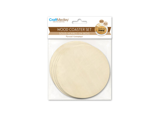 Craftwood: 9.5cm DIY Plywood Coasters 4pc 5mm(T) A) Round