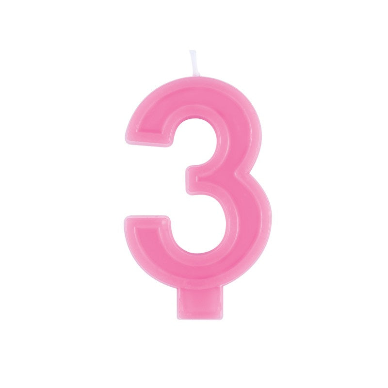 Raised Border Number 3 Birthday Candle
