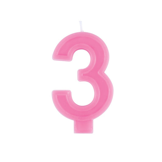 Raised Border Number 3 Birthday Candle