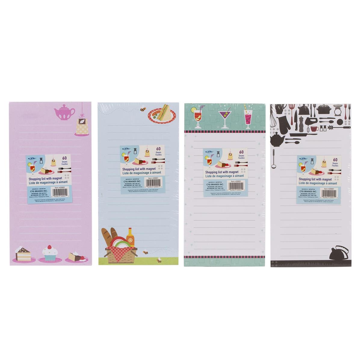 60-sheet Shopping List w/Magnets, 4 styles per 48pcs dsp,