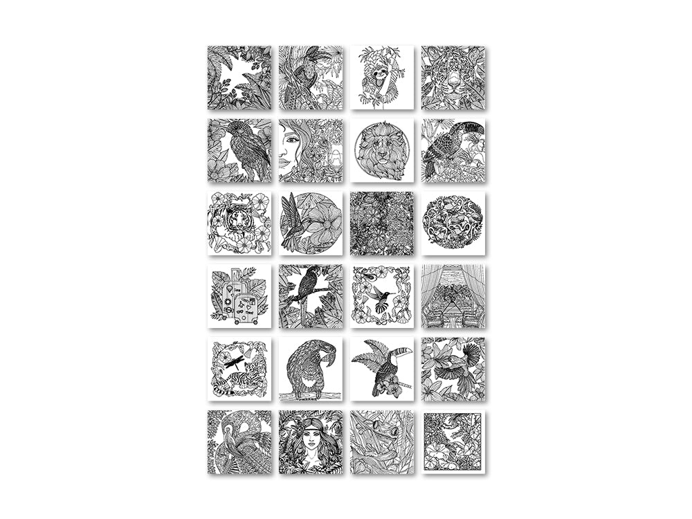 Color Factory: Glitter Coloring Pad 8.25"X8.25" 180Gsm 24Sht M) Exotic Animals