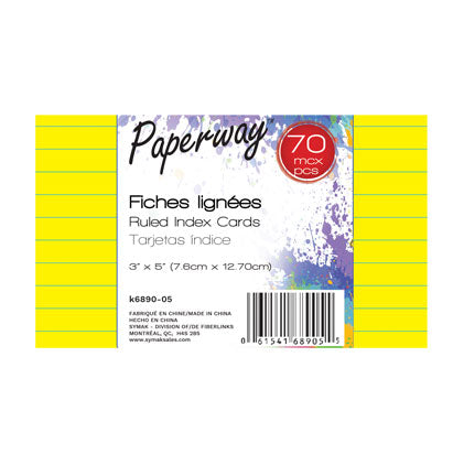 INDEX CARDS (COLOR) 75 RULED 3" X 5"