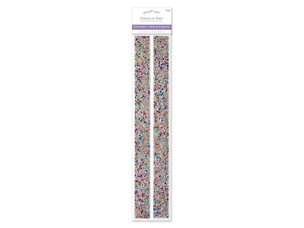 Paper Craft Sticker: 1"x12" Crushed Diamond Gem Borders x2 A) Rainbow