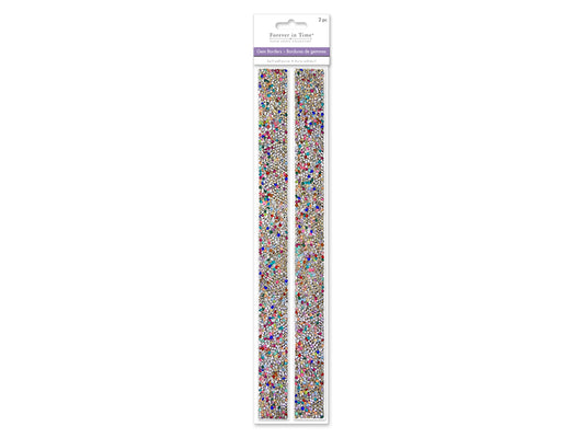 Paper Craft Sticker: 1"x12" Crushed Diamond Gem Borders x2 A) Rainbow