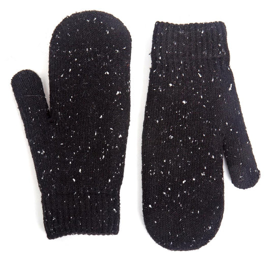 Nordic T. Speckle Knit Mittens Lining, Black w Speckle, hc