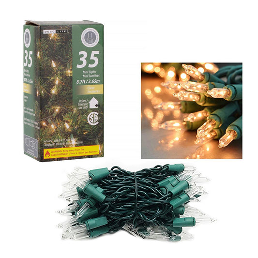 Deco L. 35pk Mini Indoor Lights- Clear, 8.7FT., End-To-End; box