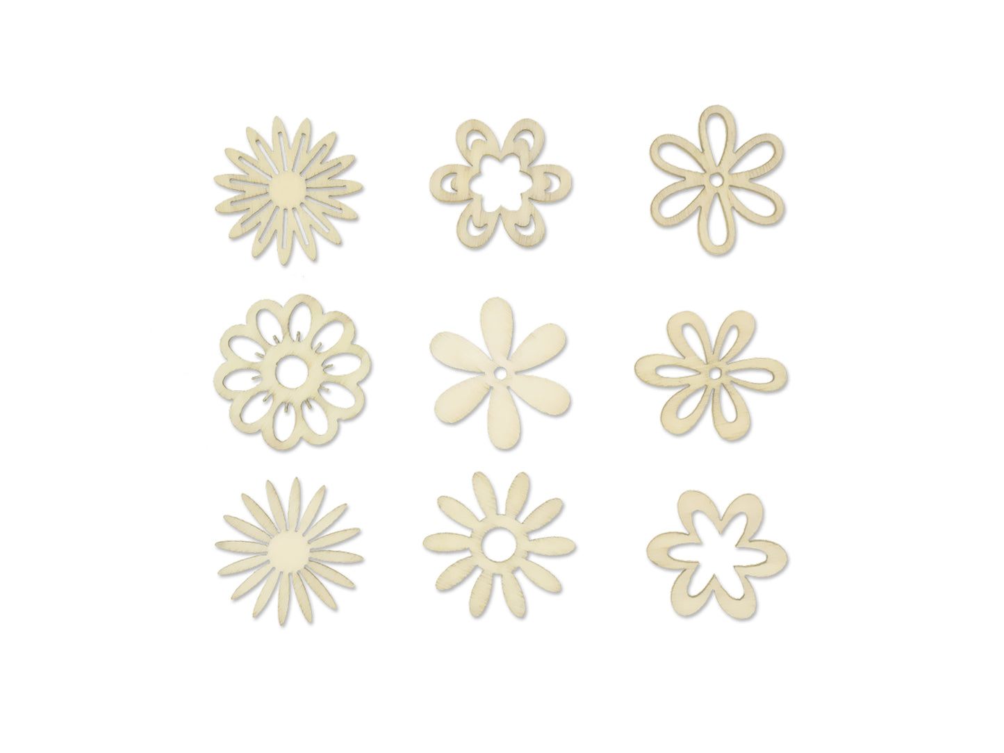 Paper Craft Emb: 45pc Mini Wood Emb in 9-Comp Box A) Floral