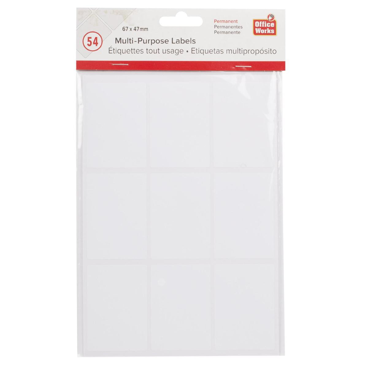 O.WKs.  Multi-Purpose Label, 54pcs, 67x47mm, PBH