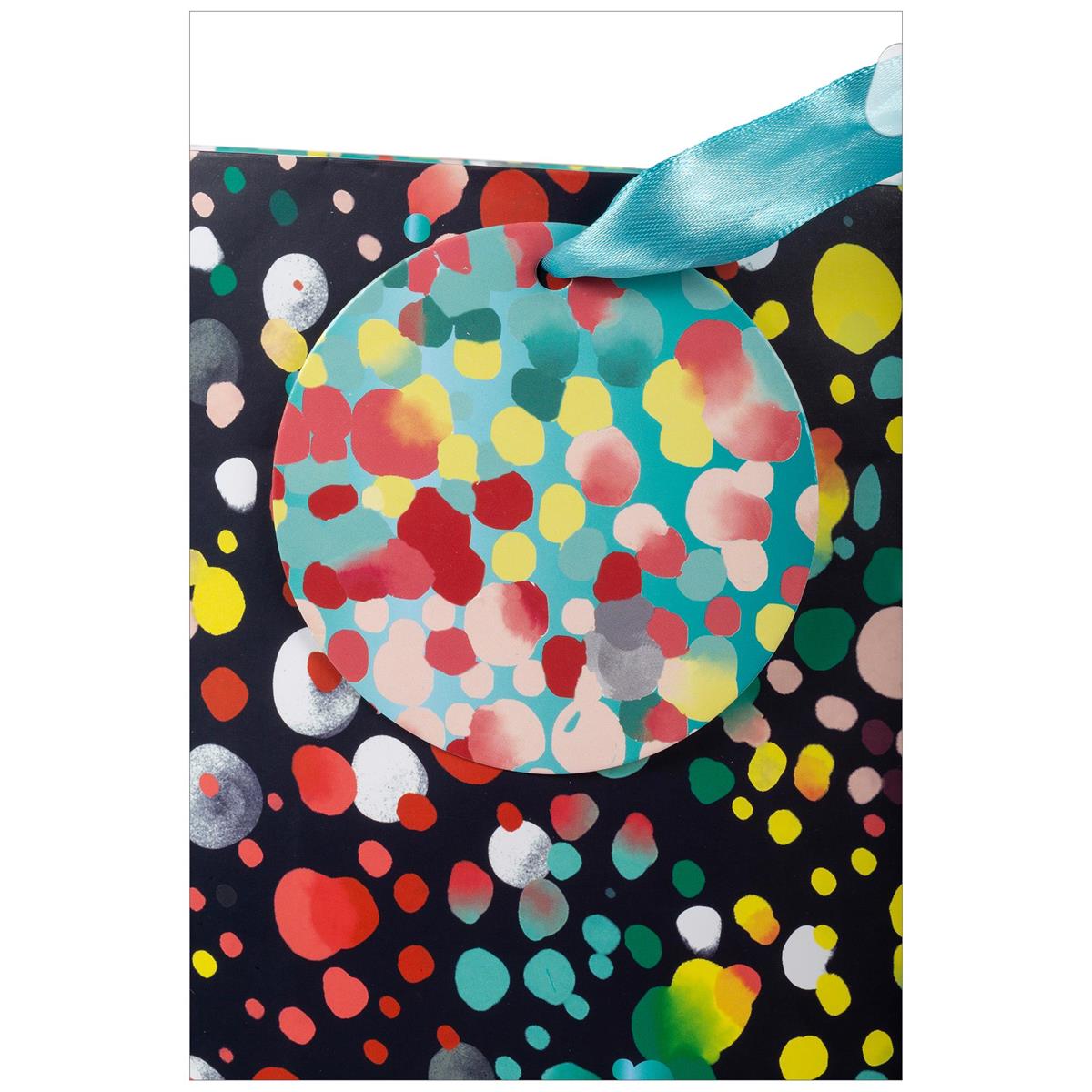 Paper T. Gift Bag, Jumbo, Watercolour Splatter, Black.. 157GSM, Tag +j-hook