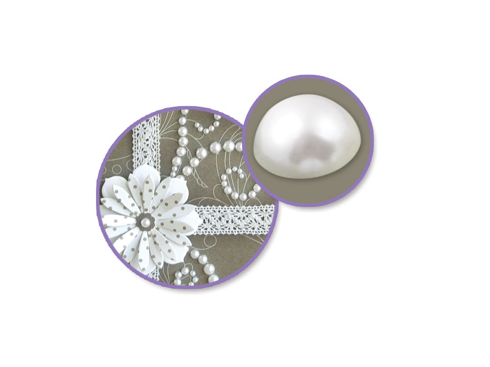 Paper Craft Embellishments: 6-10mm Pearl Halves x28 White Peel-n-Stick