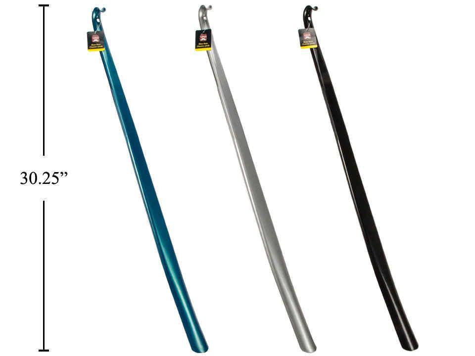 Gino's 31" Long Shoe Horn, 3 col. tag. Metalic blk, silver,green