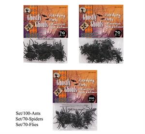 G.Ghouls Insects, 2asst: Spiders/Flies, Black Colour, pbh